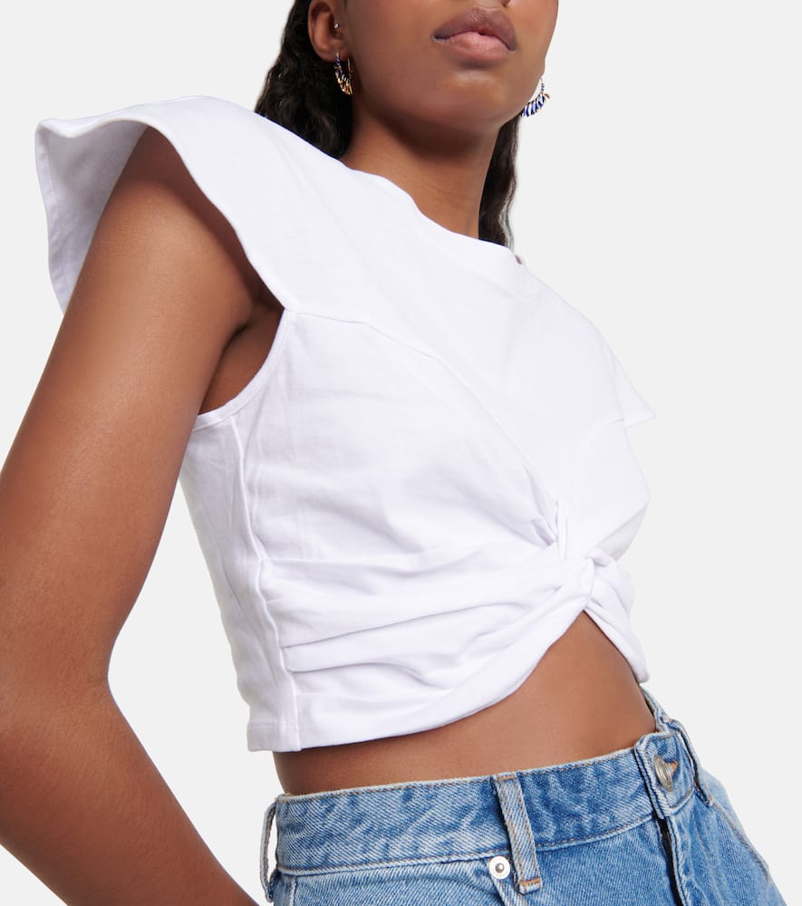 Shop Isabel Marant Zineae Cotton Jersey Crop Top In White