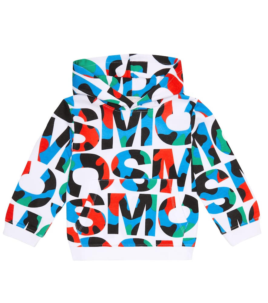 Stella Mccartney Kids' Printed Cotton Jersey Hoodie In White/colourful