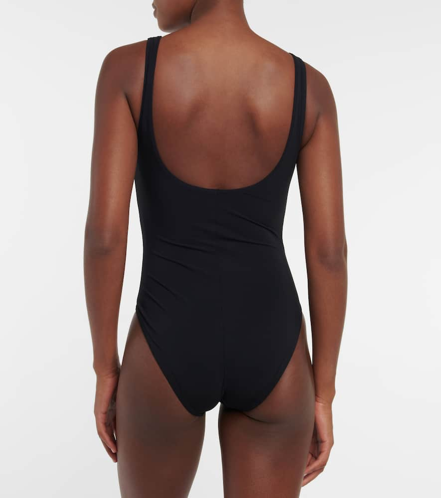 Shop Karla Colletto Lucy Lace-up Swimsuit In Black Mlt