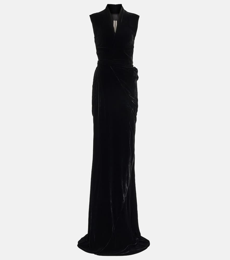 Wrap velvet maxi gown