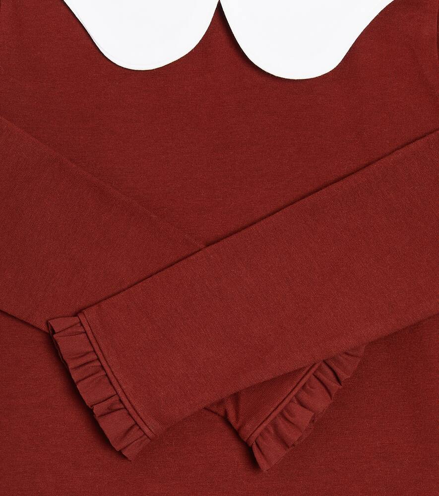 La Coqueta Iziar Cotton Jersey Top In Burgundy