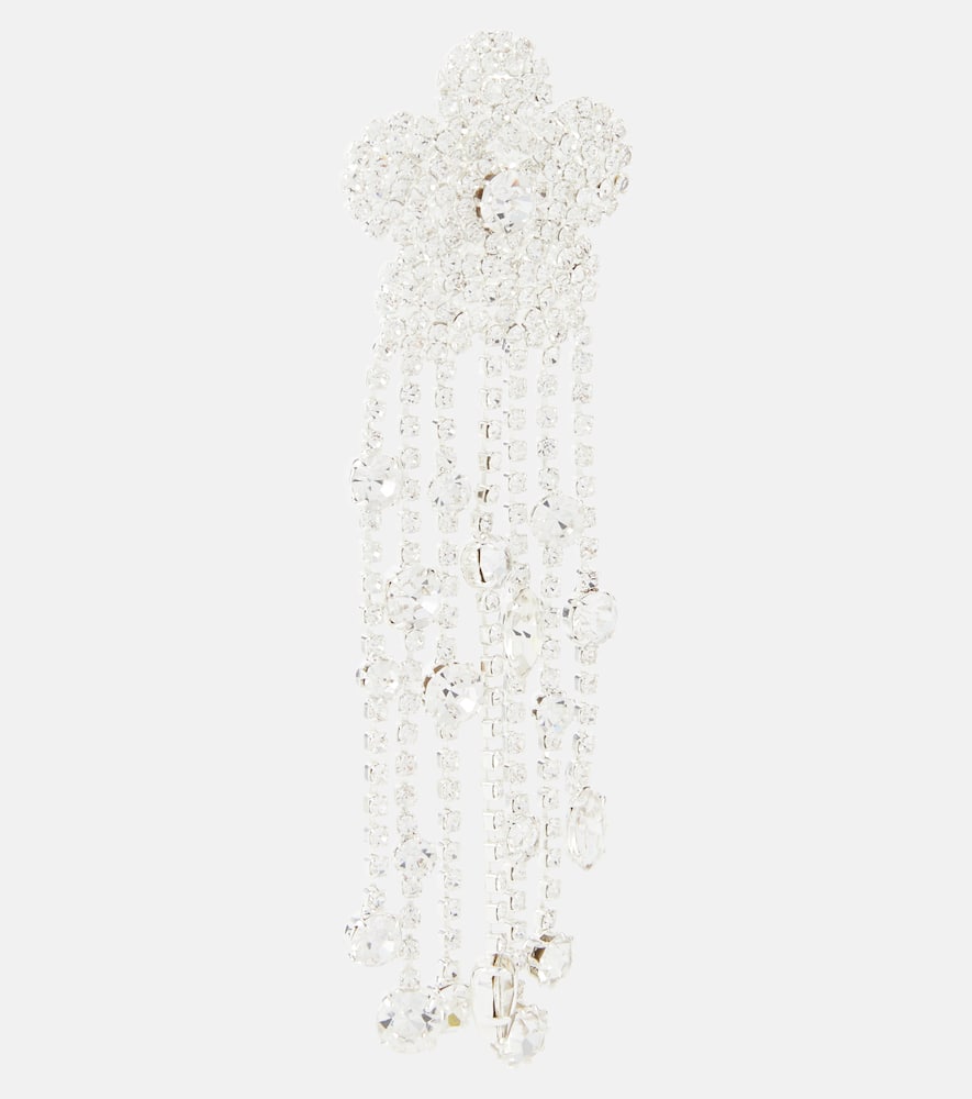 Shop Magda Butrym Floral Crystal-embellished Earrings In Silver