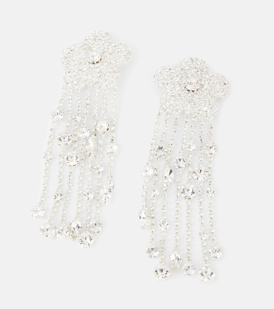 Shop Magda Butrym Floral Crystal-embellished Earrings In Silver