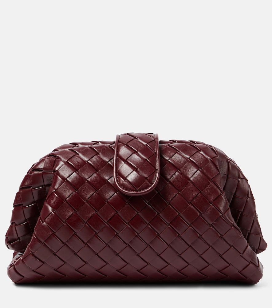 Bottega Veneta Lauren 1980 Intrecciato Leather Clutch In Red