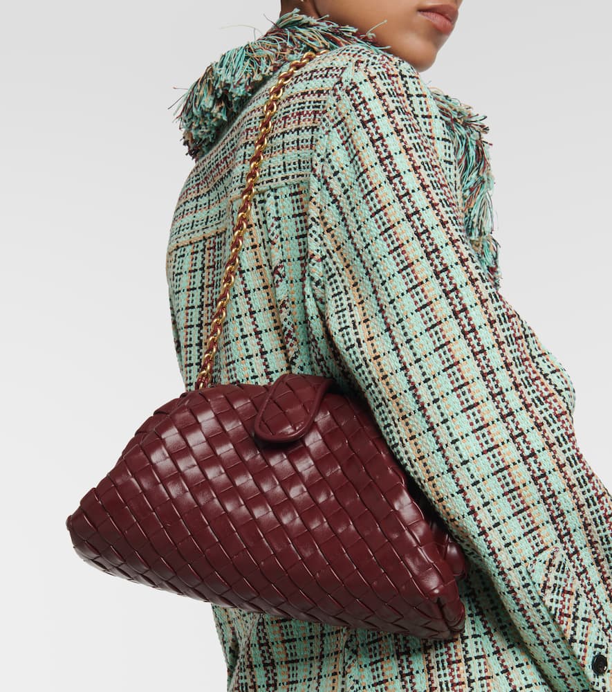 Bottega Veneta Lauren 1980 Intrecciato Leather Clutch In Red