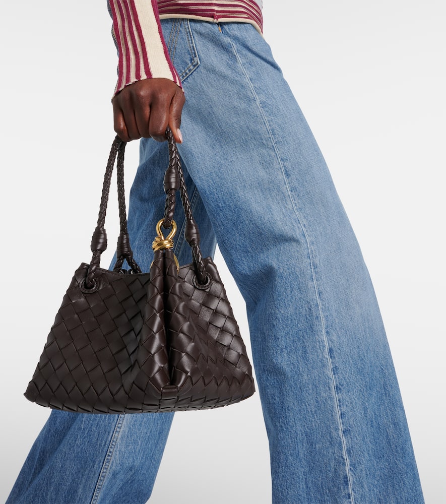 Bottega Veneta Andiamo Parachute Small Intrecciato Leather Shoulder Bag In Brown