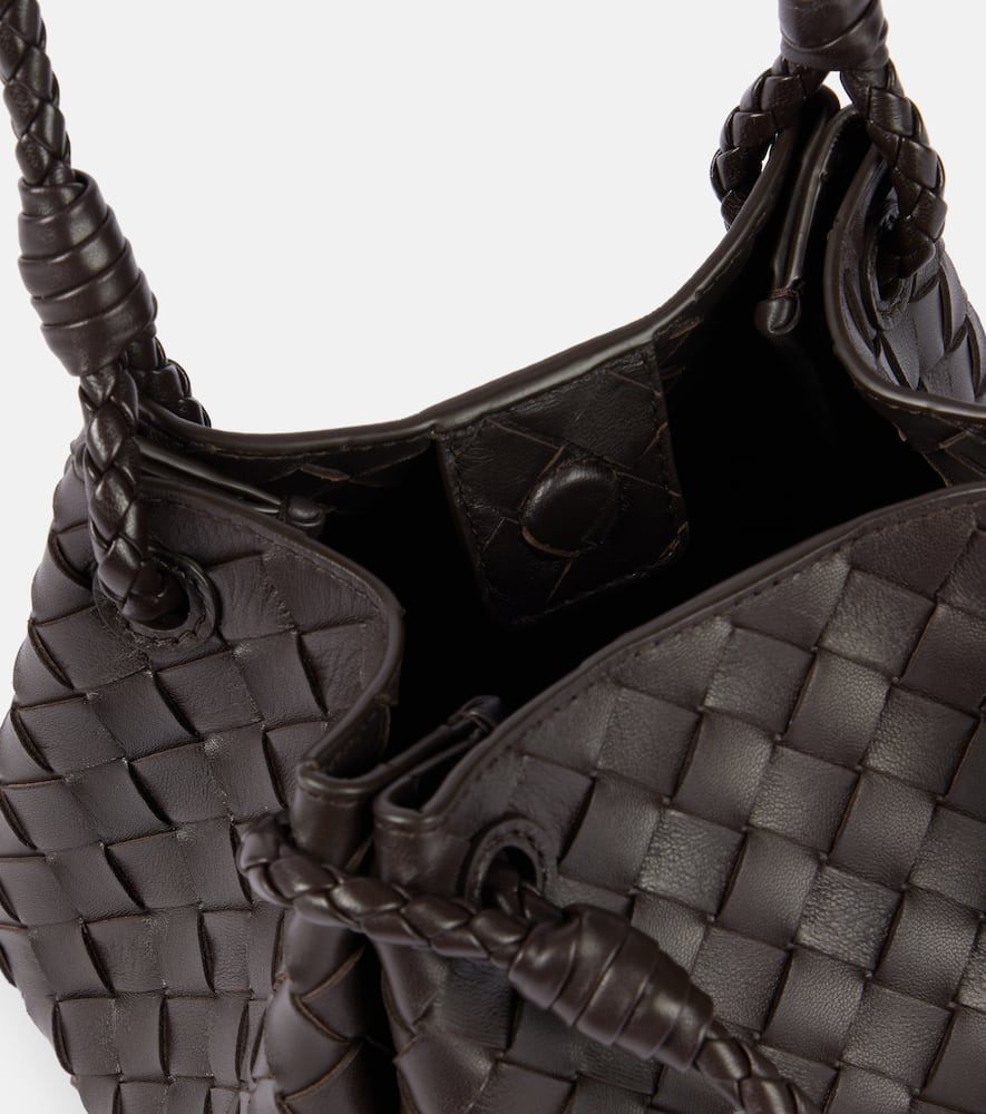 Bottega Veneta Andiamo Parachute Small Intrecciato Leather Shoulder Bag In Brown