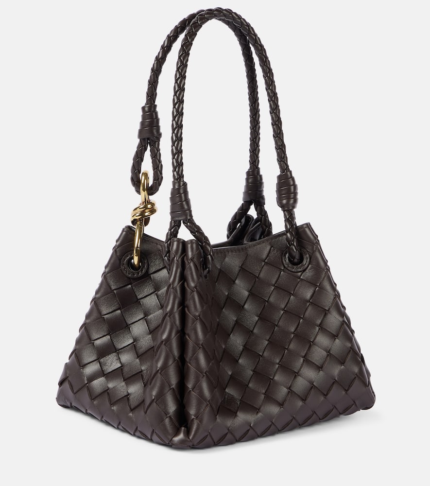 Bottega Veneta Andiamo Parachute Small Intrecciato Leather Shoulder Bag In Brown