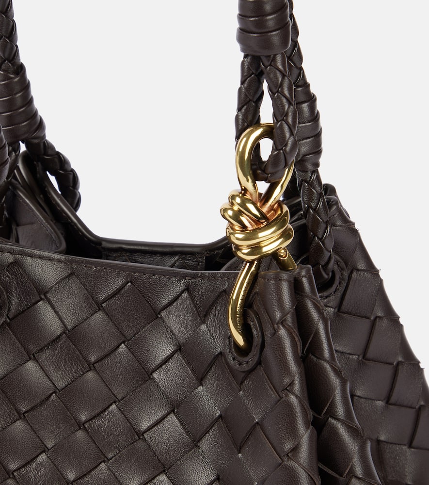 Bottega Veneta Andiamo Parachute Small Intrecciato Leather Shoulder Bag In Brown