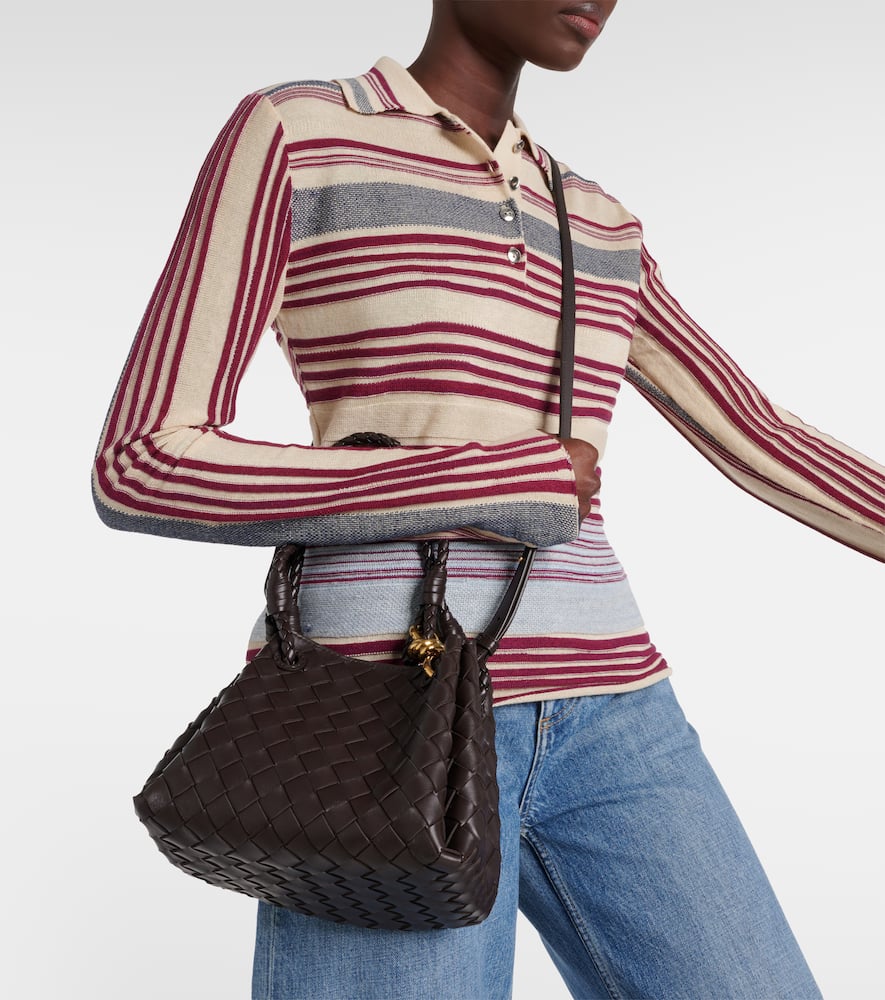 Bottega Veneta Andiamo Parachute Small Intrecciato Leather Shoulder Bag In Brown