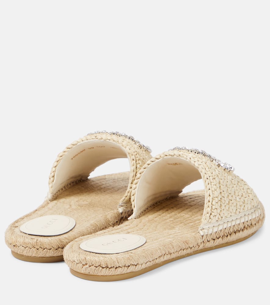 Shop Gucci Interlocking G Espadrille Slides In White