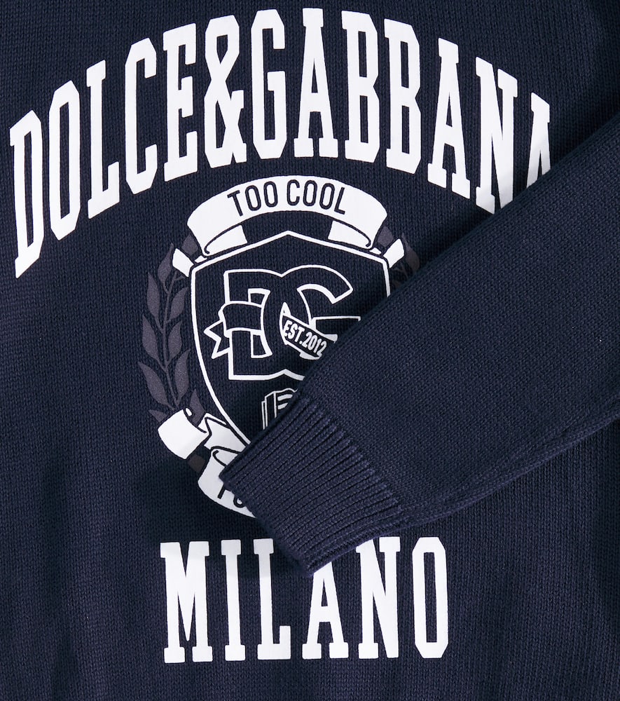 Dolce & Gabbana Printed Cotton Sweater In Blue