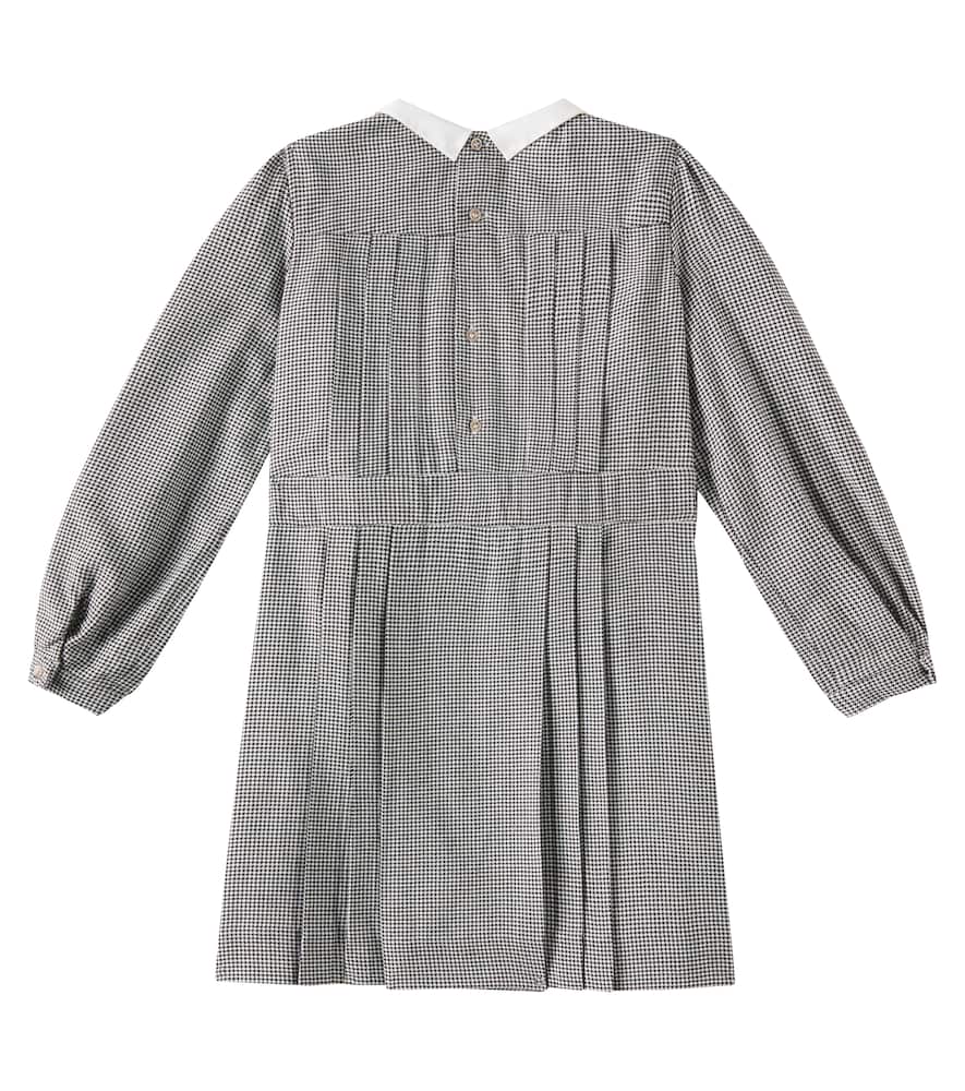 Bonpoint Mona Houndstooth Pleated Dress In Grey