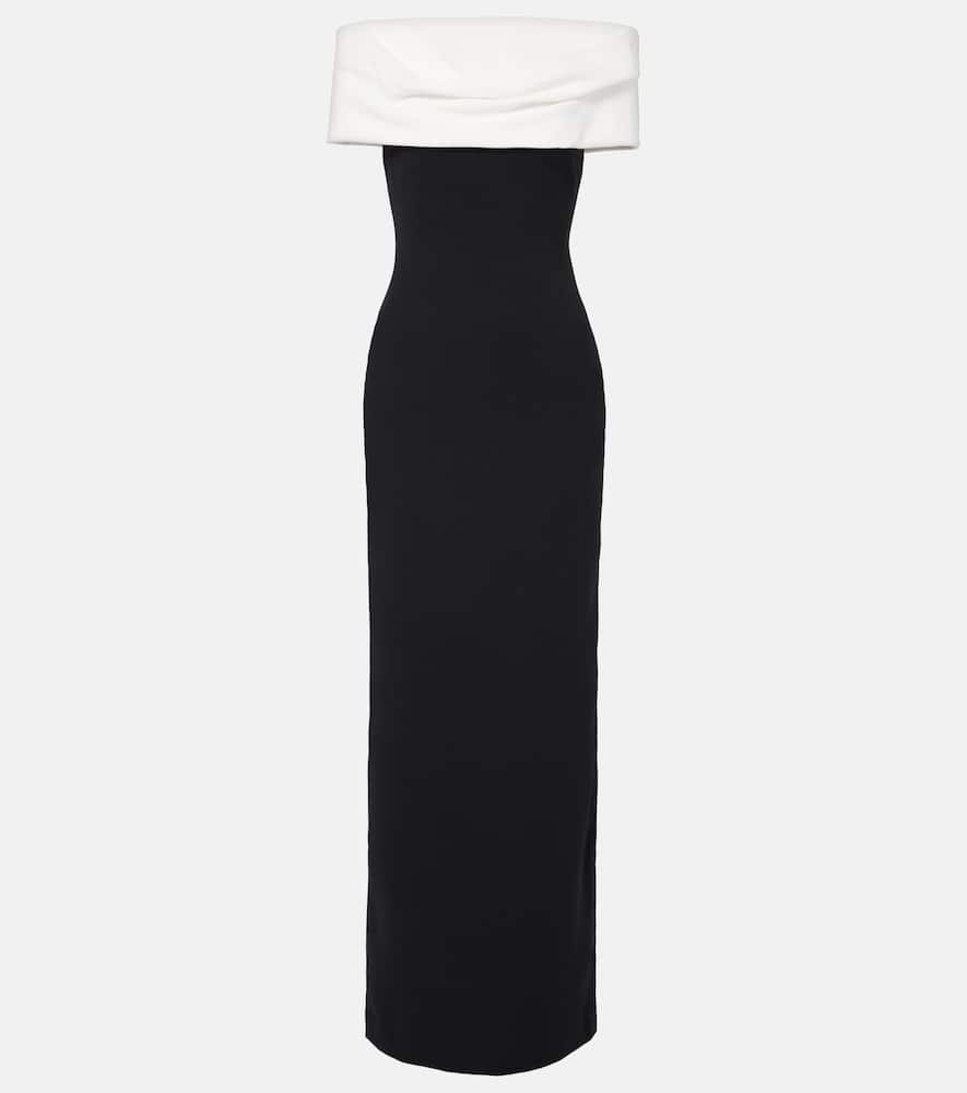 Solace London Eva Colorblocked Crêpe Gown In Cream Black