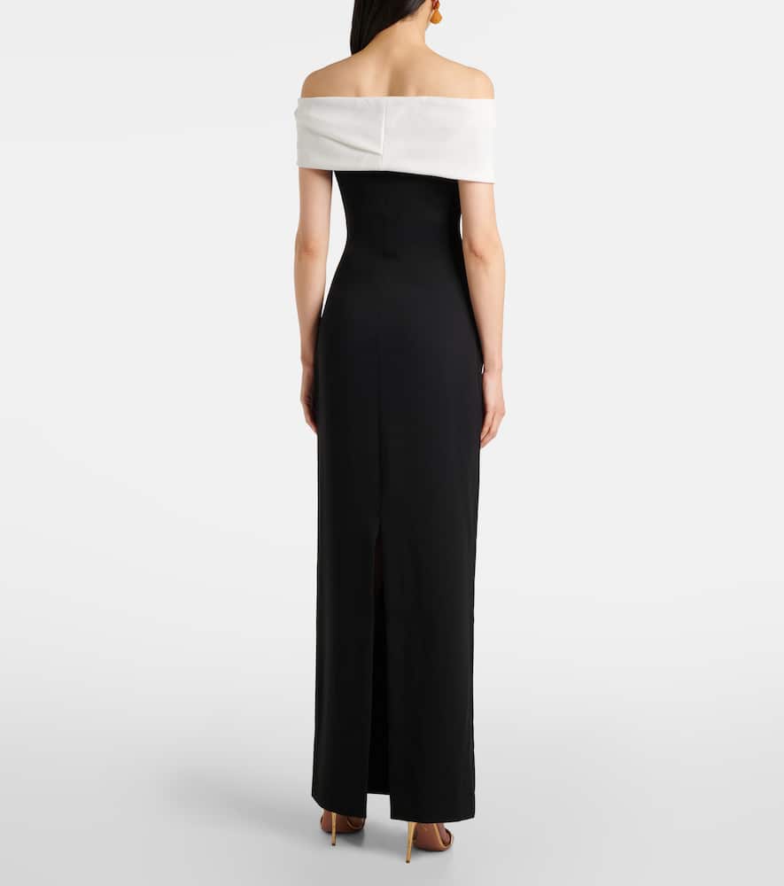 Solace London Eva Colorblocked Crêpe Gown In Cream Black