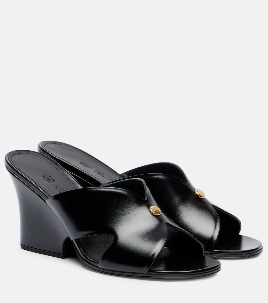 Loro Piana Women's Black Vera 80 Leather Wedge Mules UK Size 5 - Mytheresa