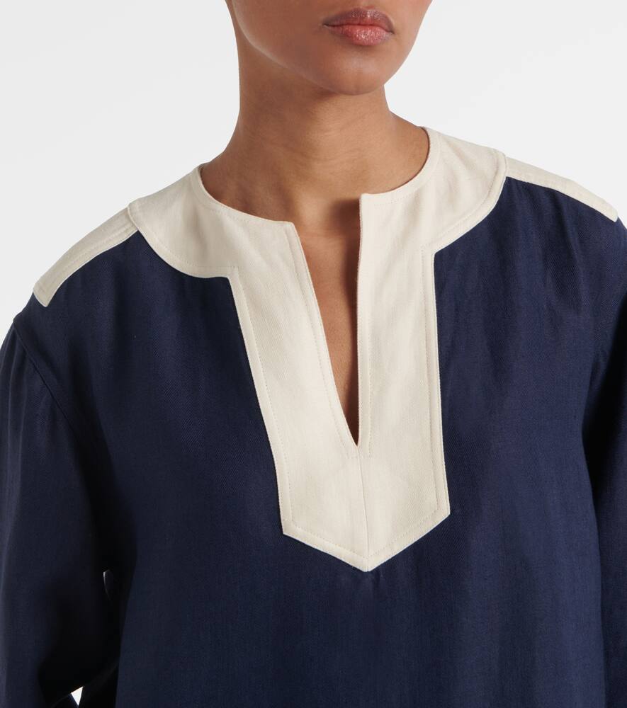 Shop Loro Piana Colleen Linen Beach Cover-up In Blue