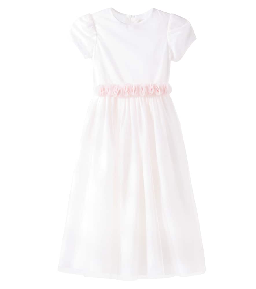 Il Gufo Tulle Bow-detail Long Dress In Pink