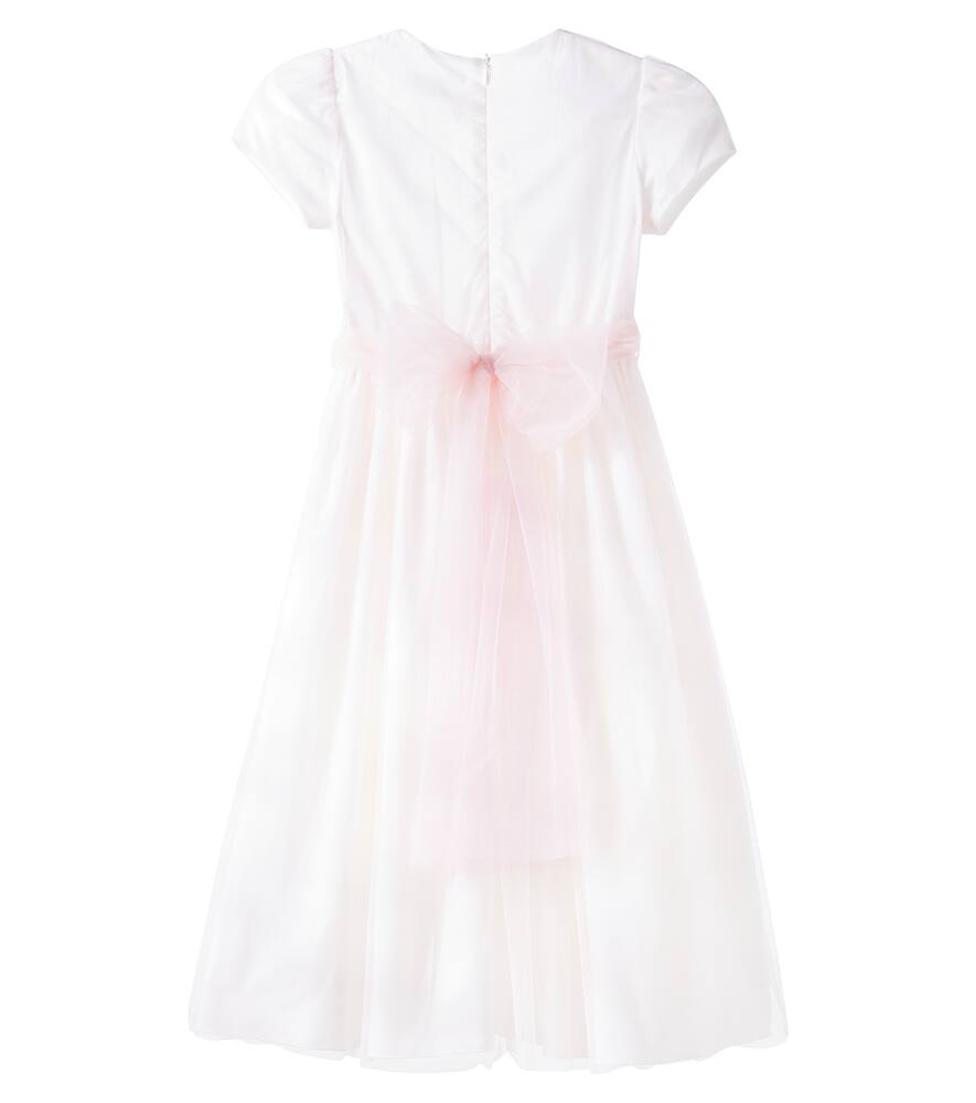 Il Gufo Tulle Bow-detail Long Dress In Pink