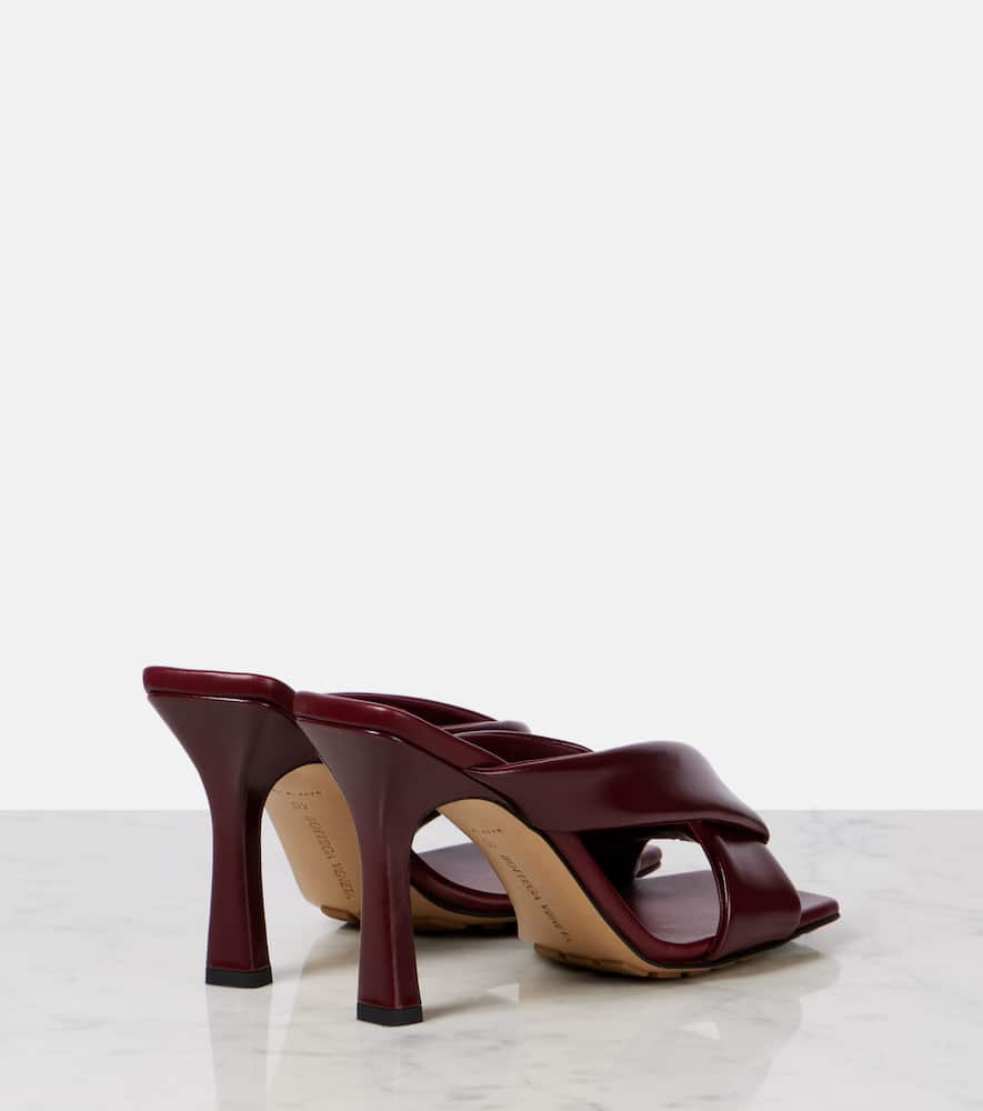 Bottega Veneta Leather Cross Strap Square Toe Mules In Burgundy