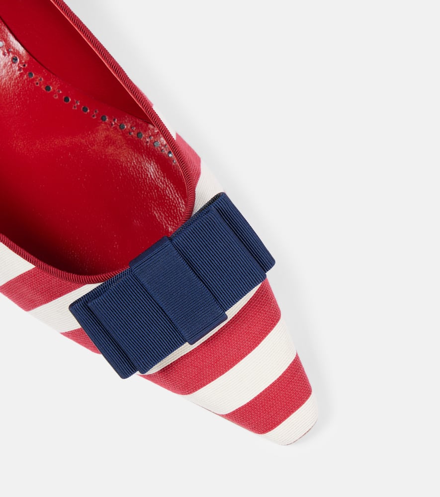 Manolo Blahnik Reador Bow-detail Striped Ballet Flats In Red