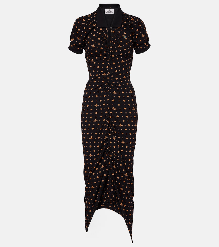 Vivienne Westwood Pulling Draped Cotton Midi Dress In Black