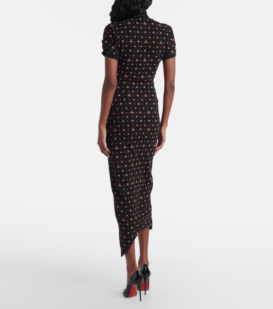 Vivienne Westwood Pulling Draped Cotton Midi Dress In Black