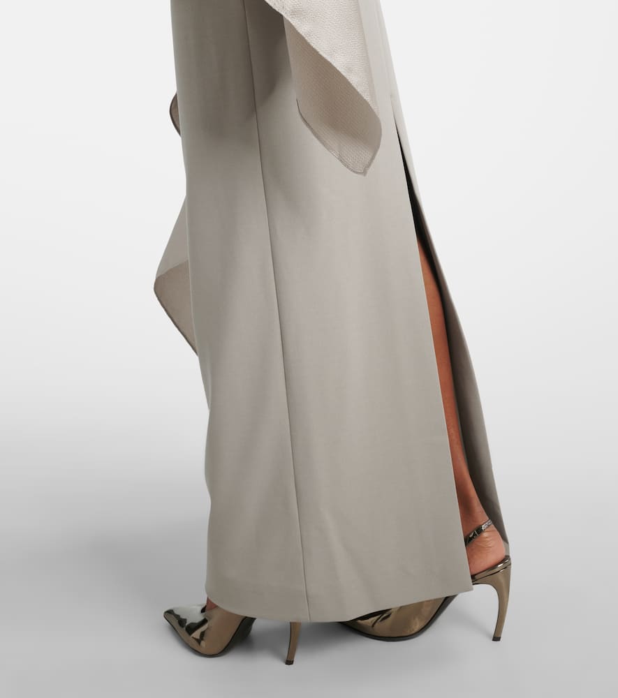 Solace London Rosalia Draped Satin-trimmed Gown In Grey