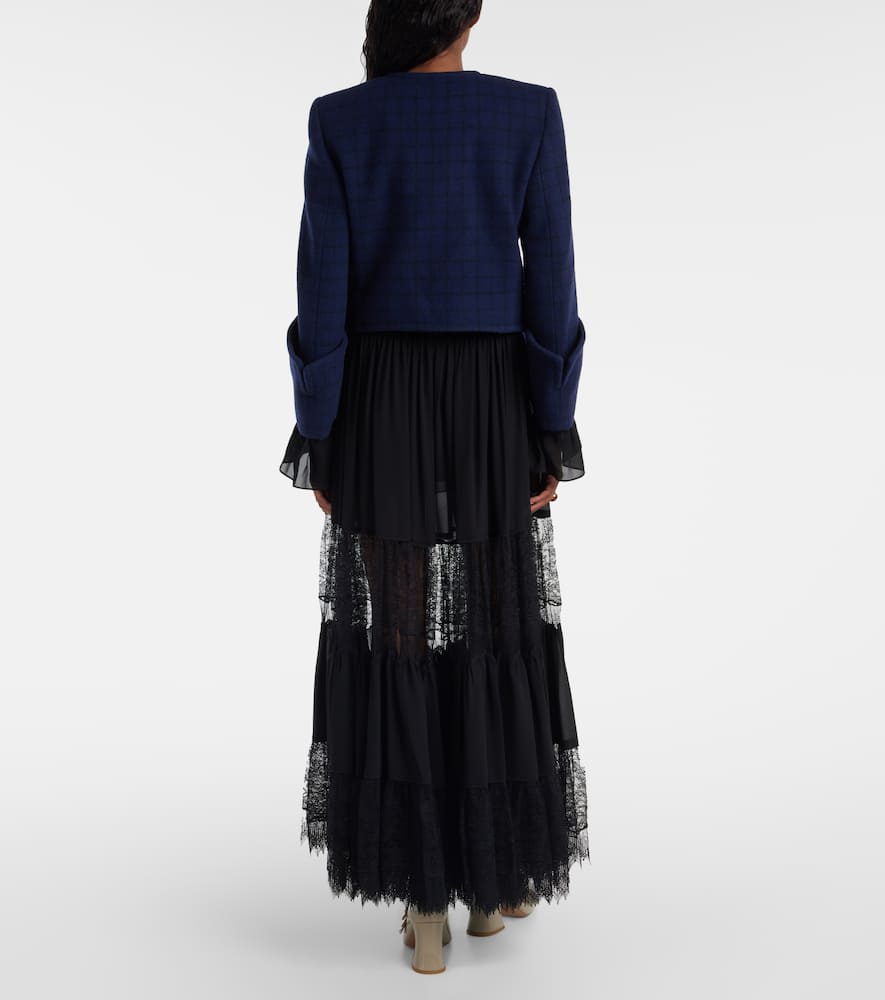 Chloé Chloe Printed Wool Blend Body Blazer In Blue
