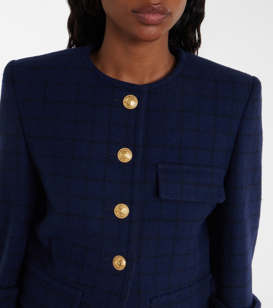 Chloé Chloe Printed Wool Blend Body Blazer In Blue