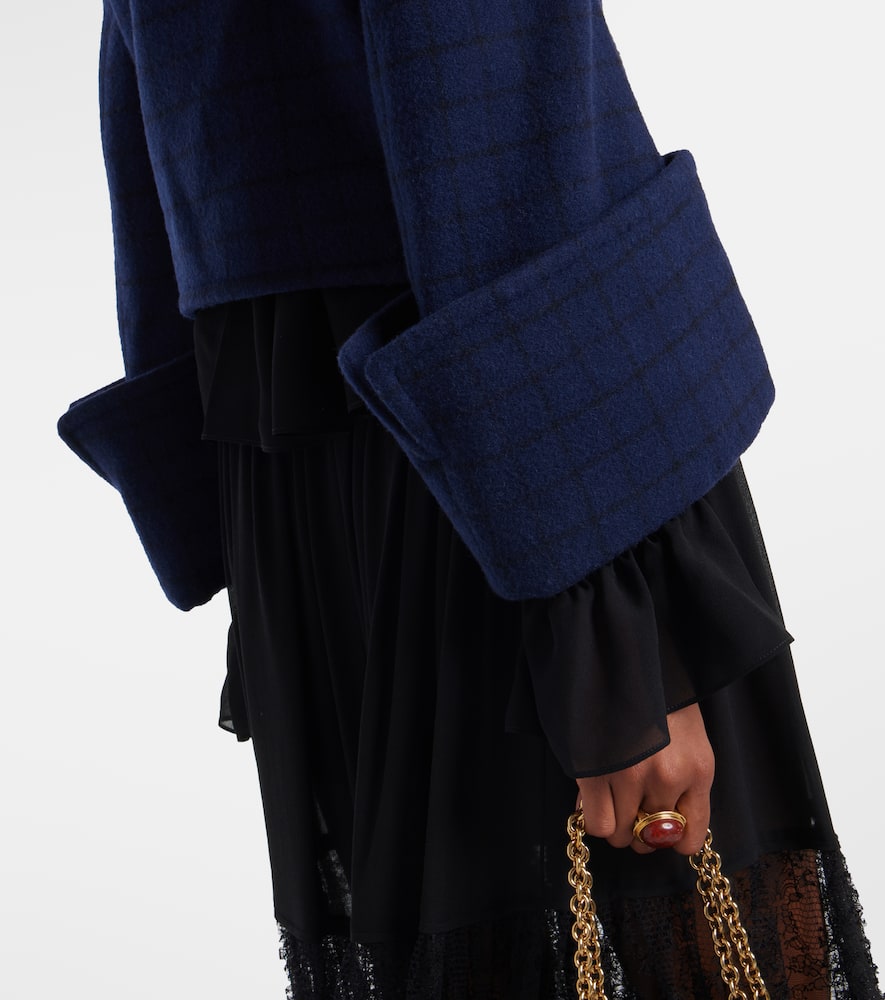 Chloé Chloe Printed Wool Blend Body Blazer In Blue