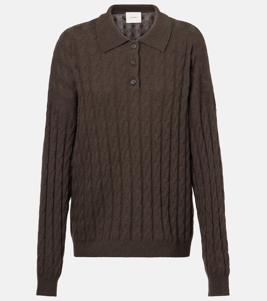 Lisa Yang Cable-knit Cashmere Polo Sweater In Brown