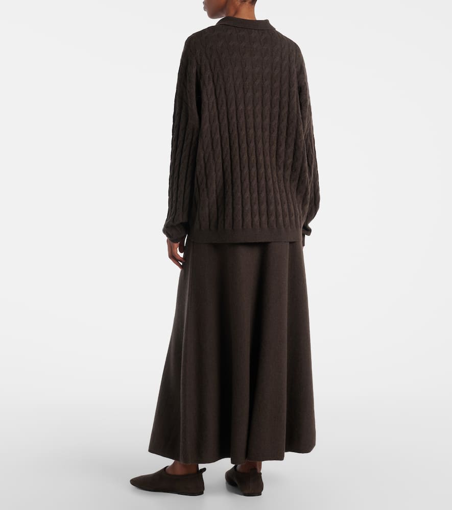 Lisa Yang Cable-knit Cashmere Polo Sweater In Brown