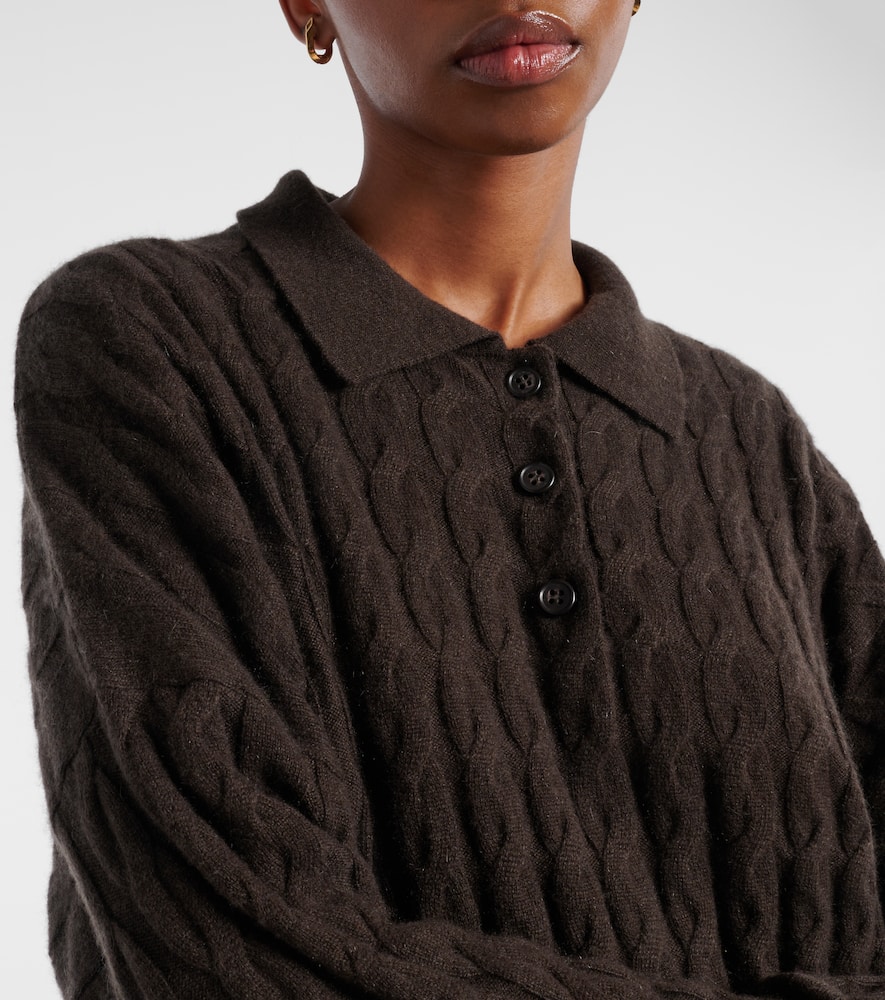 Lisa Yang Cable-knit Cashmere Polo Sweater In Brown