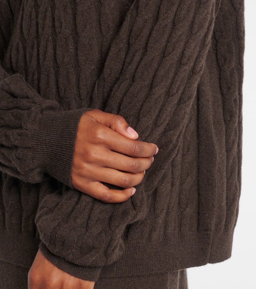 Lisa Yang Cable-knit Cashmere Polo Sweater In Brown