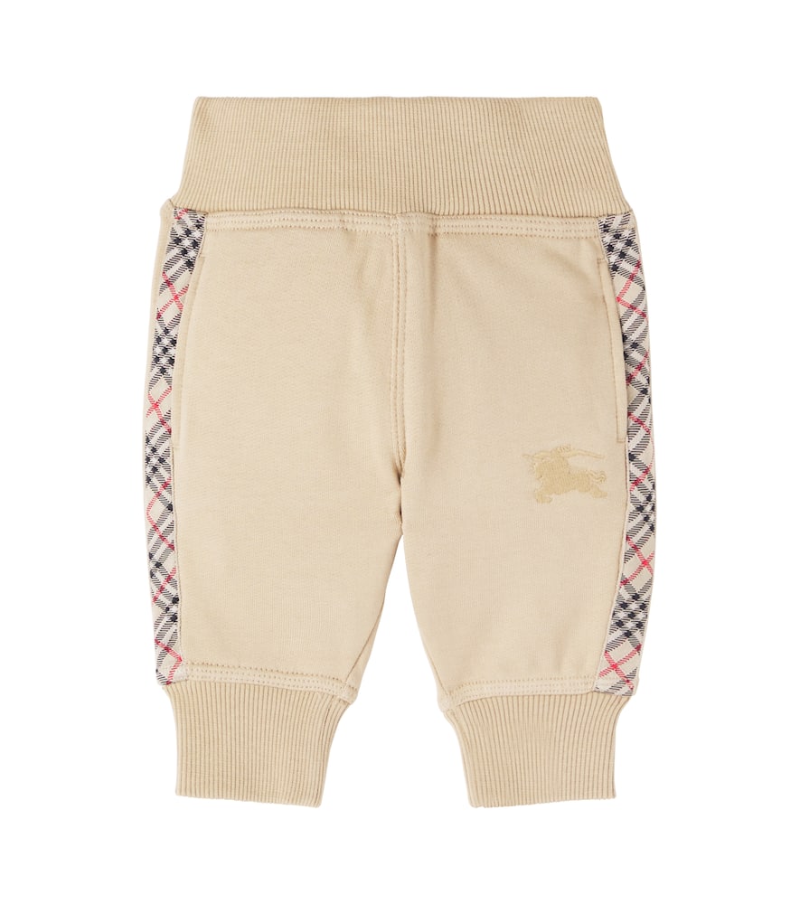 Burberry Baby Embroidered Cotton Fleece Sweatpants In Neutral