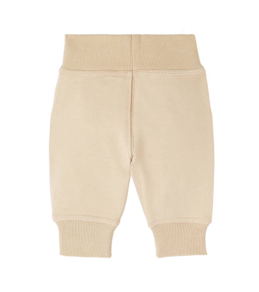 Burberry Baby Embroidered Cotton Fleece Sweatpants In Neutral