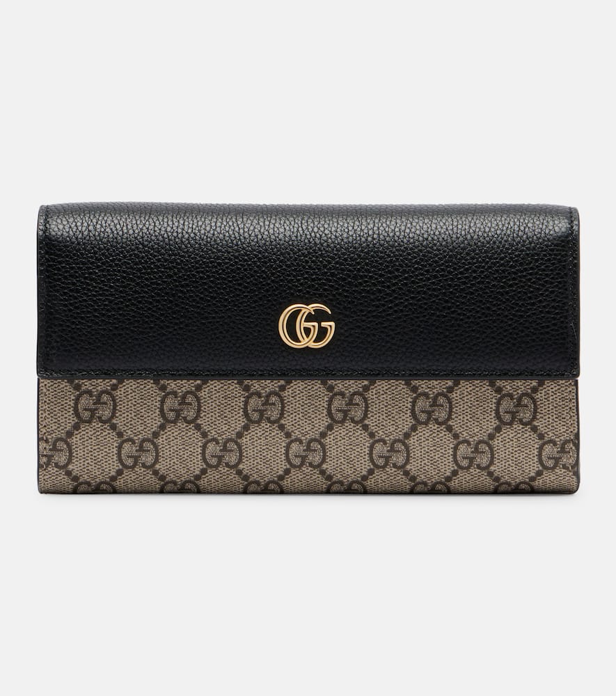 Gucci Gg Marmont Leather-trimmed Wallet On Chain In Black