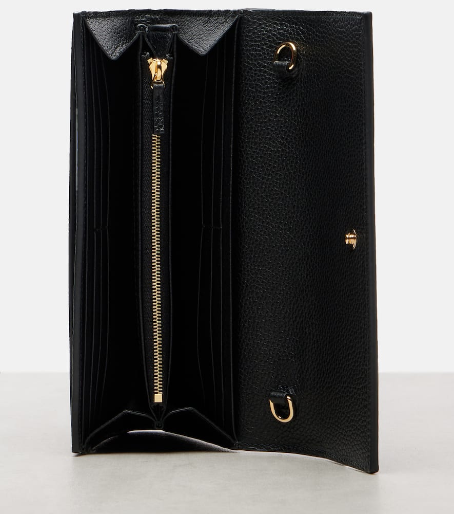 Gucci Gg Marmont Leather-trimmed Wallet On Chain In Black