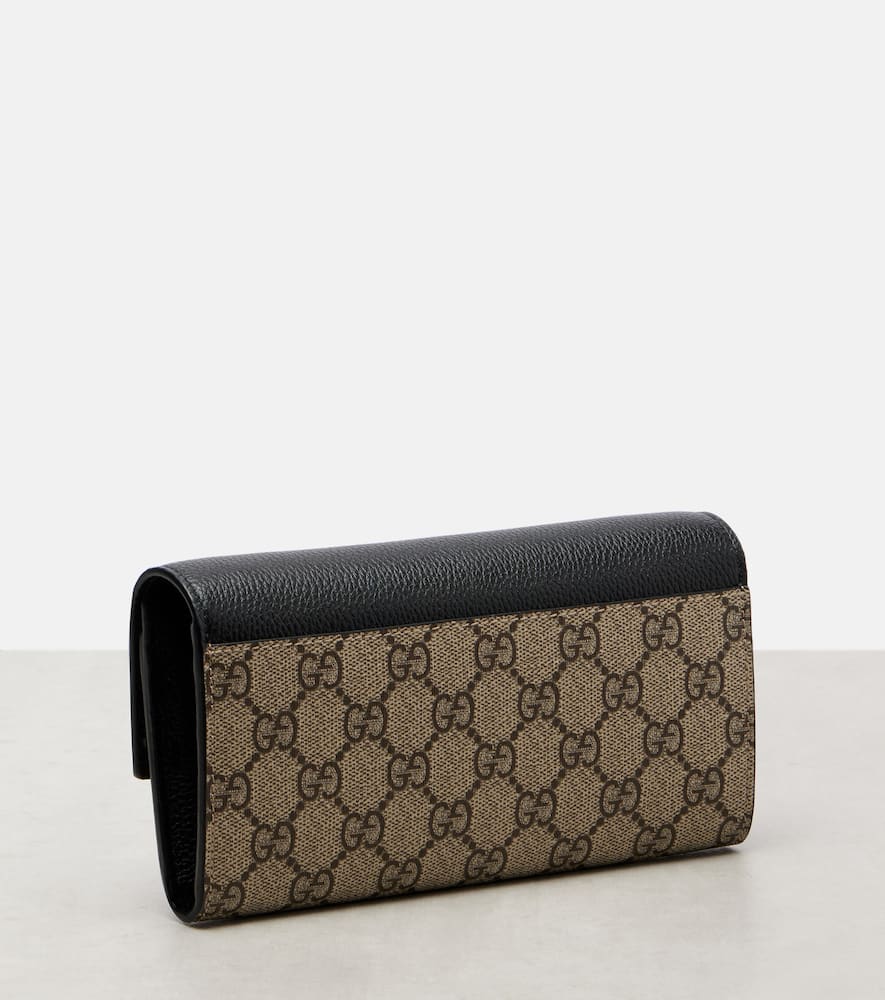 Gucci Gg Marmont Leather-trimmed Wallet On Chain In Black