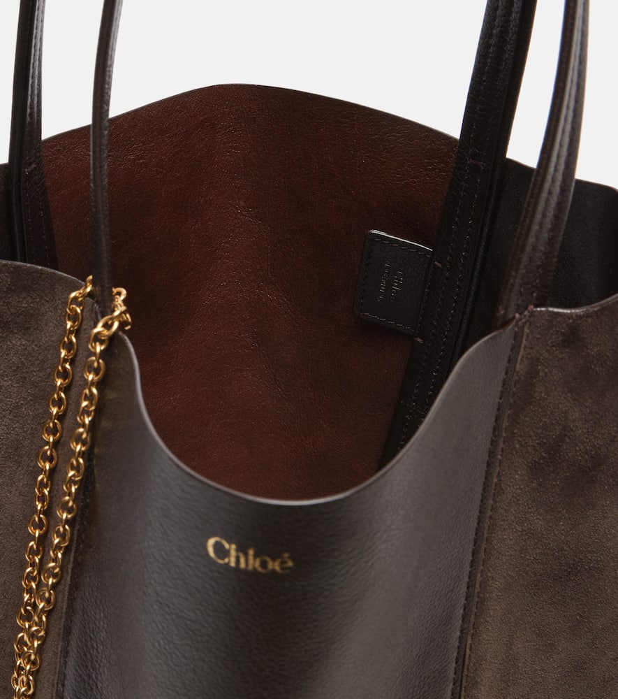 Chloé Spin Leather And Suede Tote Bag In Brown