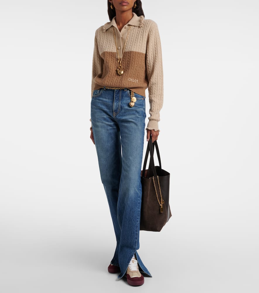 Chloé Spin Leather And Suede Tote Bag In Brown