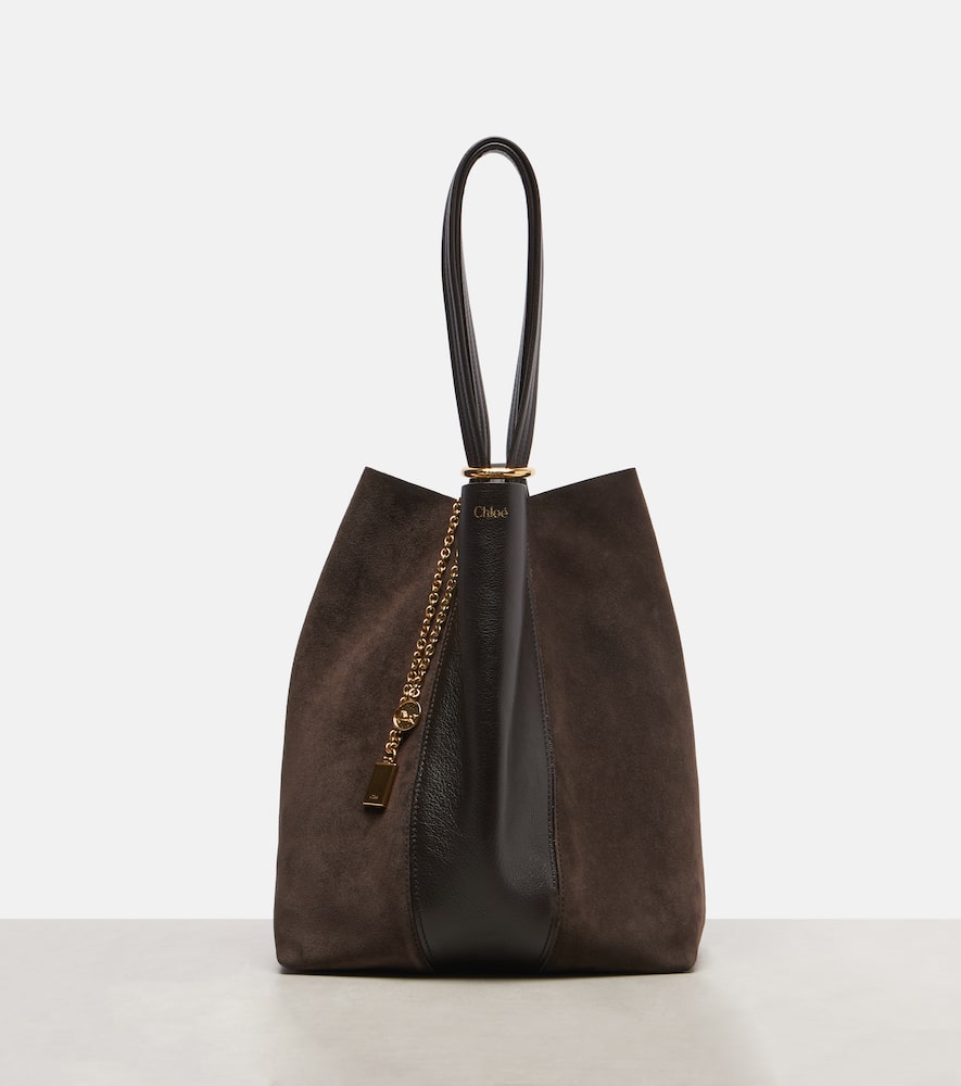 Chloé Spin Leather And Suede Tote Bag In Brown