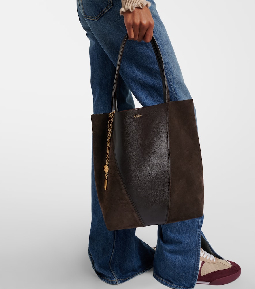 Chloé Spin Leather And Suede Tote Bag In Brown