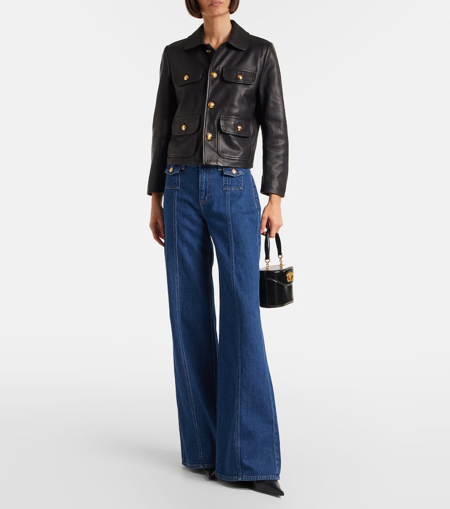 7 For All Mankind High Rise Lotta Flared Leg Jeans In Artifact In Blue