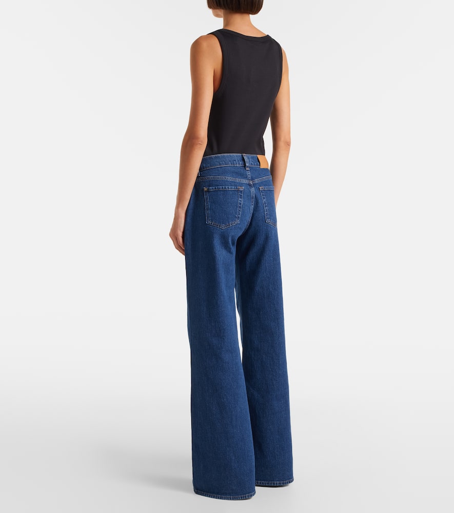 7 For All Mankind High Rise Lotta Flared Leg Jeans In Artifact In Blue