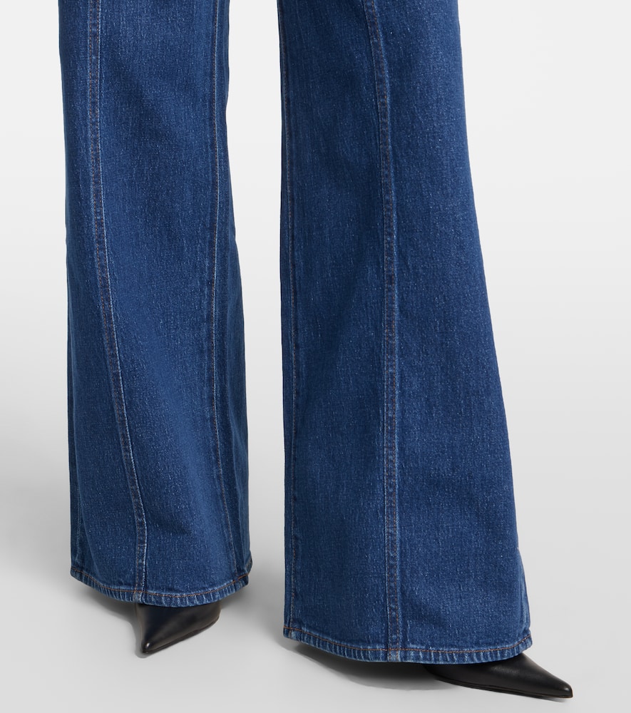 7 For All Mankind High Rise Lotta Flared Leg Jeans In Artifact In Blue