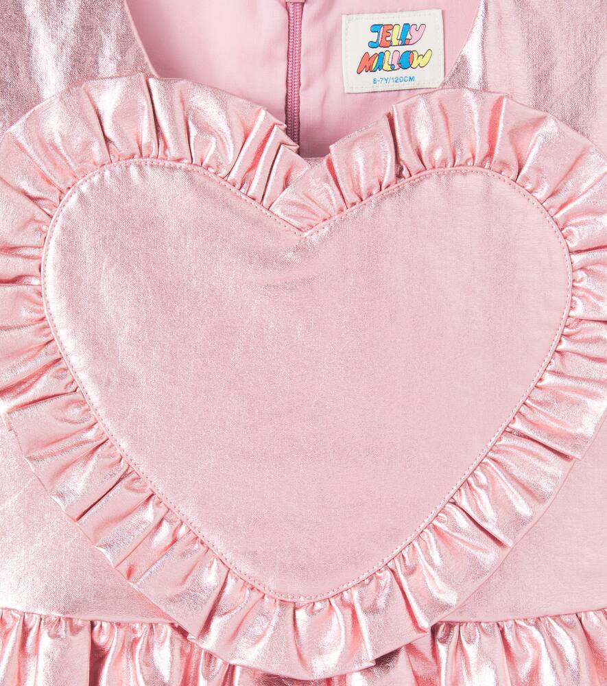 Jellymallow Heart Gleaming Cotton Dress In Pink