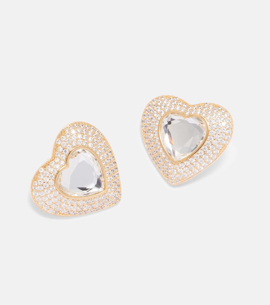 Self-portrait Crystal-embellished Earrings In Gold