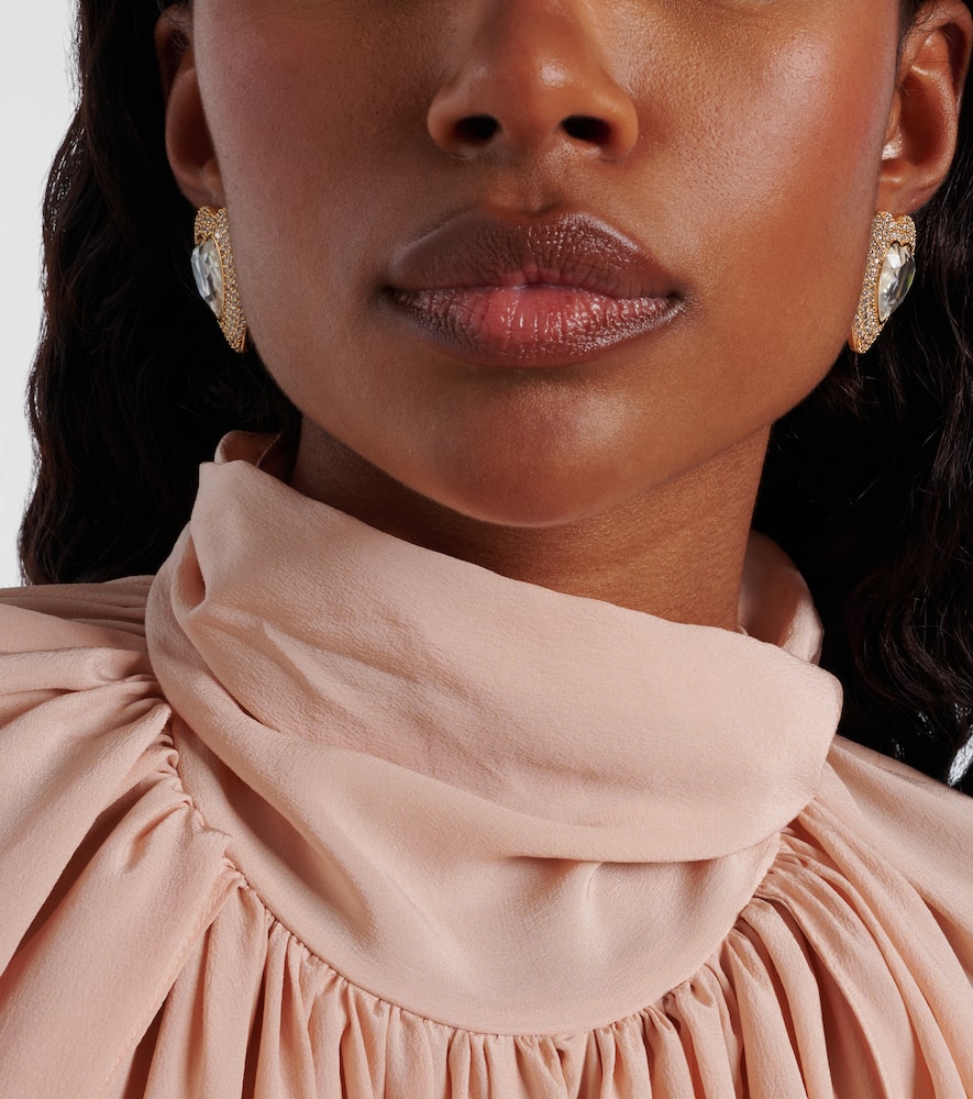 Self-portrait Crystal-embellished Earrings In Gold